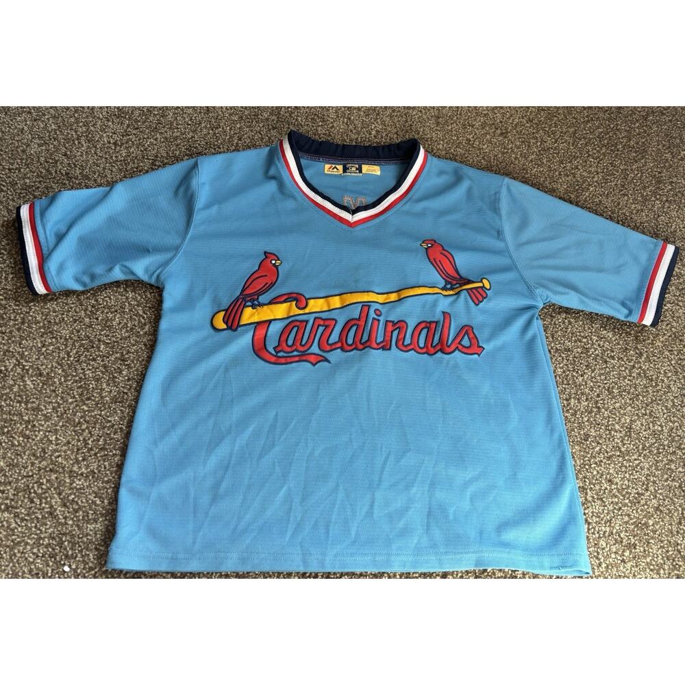 St. Louis Cardinals Baseball Jersey Cooperstown Edmon 19 Small Blue Majestic